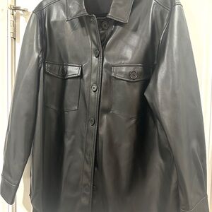 Time and Tru (L) Black Leather Women's Jacket